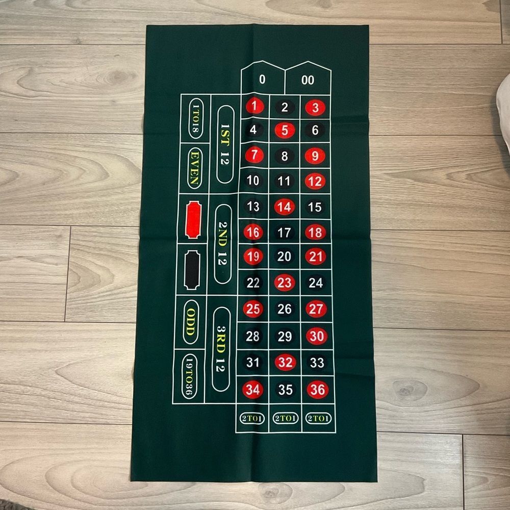 2 in 1 Casino Table Gaming Mat Roulette & Craps